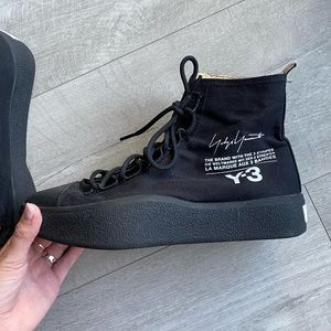 Y-3 Canvas Black High-Top Bashyo Sneakers